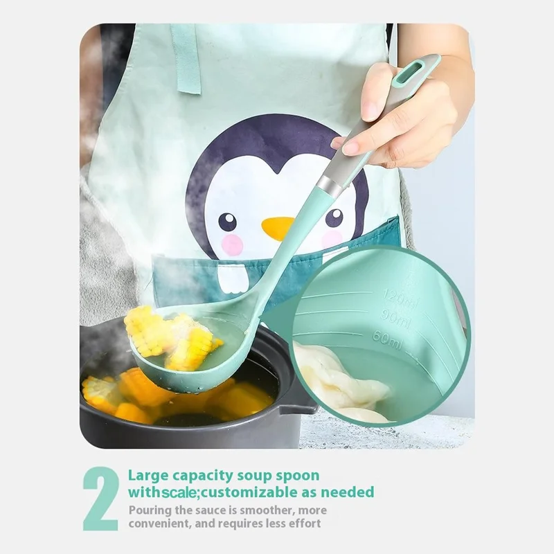 4Pcs / Set Silicone Kitchen Utensils Spatula Ladle Non-Stick Pan Cooking Tools (BPA Free, FDA Certified)