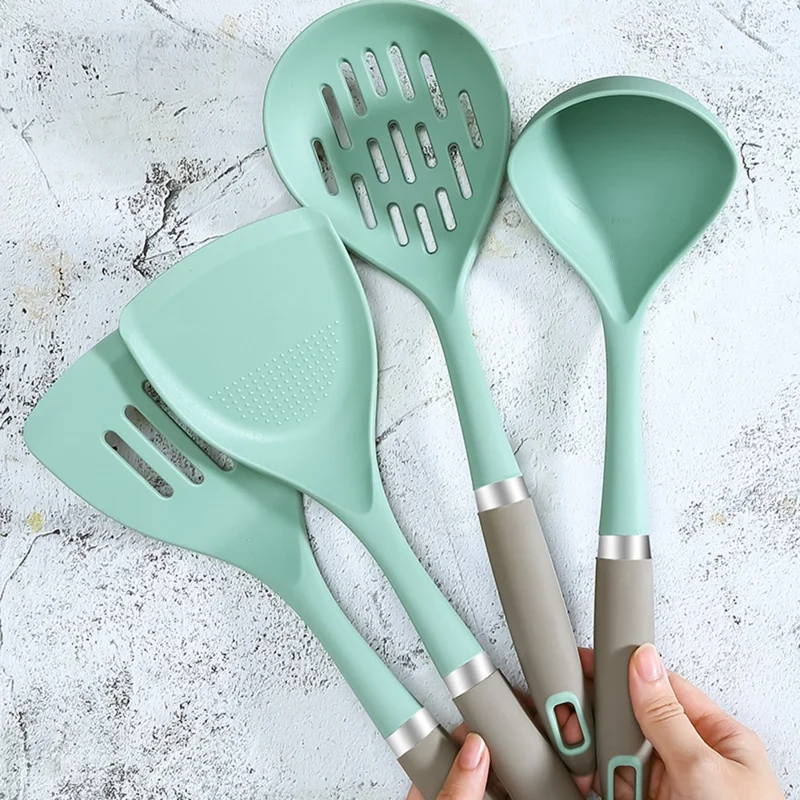 4Pcs / Set Silicone Kitchen Utensils Spatula Ladle Non-Stick Pan Cooking Tools (BPA Free, FDA Certified)