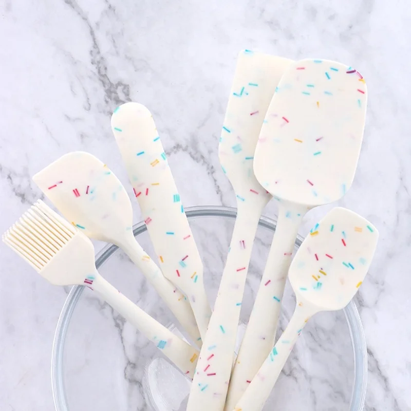 6Pcs / Set Silicone Kitchen Utensils Cooking Tools Cream Scraper Spatula Oil Brush Kit (BPA Free, FDA Certified)
