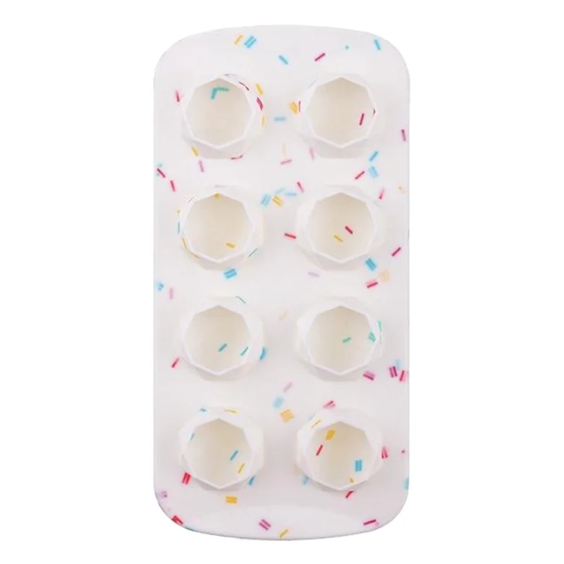 Molde de silicona para hacer cubitos de hielo con forma de diamante, corazón, estrella o redondo, 8 cavidades (libre de BPA, certificado por la FDA) - Diamante / Color caramelo