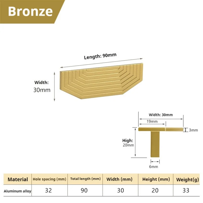 TNH3311 Style C Size S Copper-Colored Drawer Pull Handle Wardrobe Cabinet Aluminum Alloy Handle