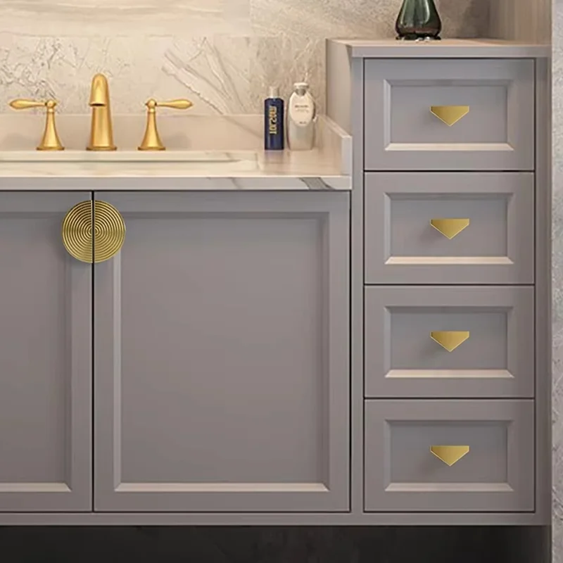 New Chinese Style Copper Tone Drawer Pull Handle Furniture Cabinet Handles, H3315 Single Hole Half Round