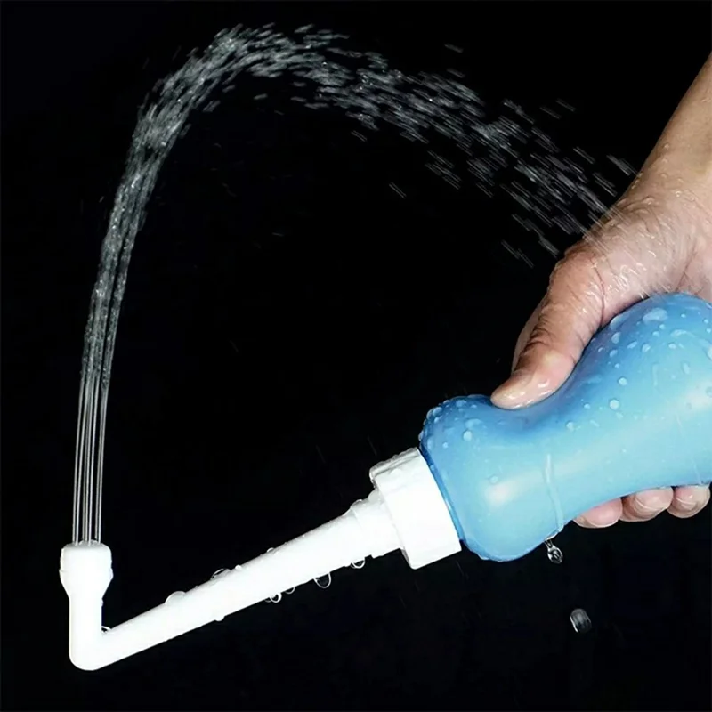 360ml Perineal-Waschflasche für postpartale Pflege Persönliche Hygiene Tragbarer Bidet-Sprayer mit geradem Aufsatz - Blau