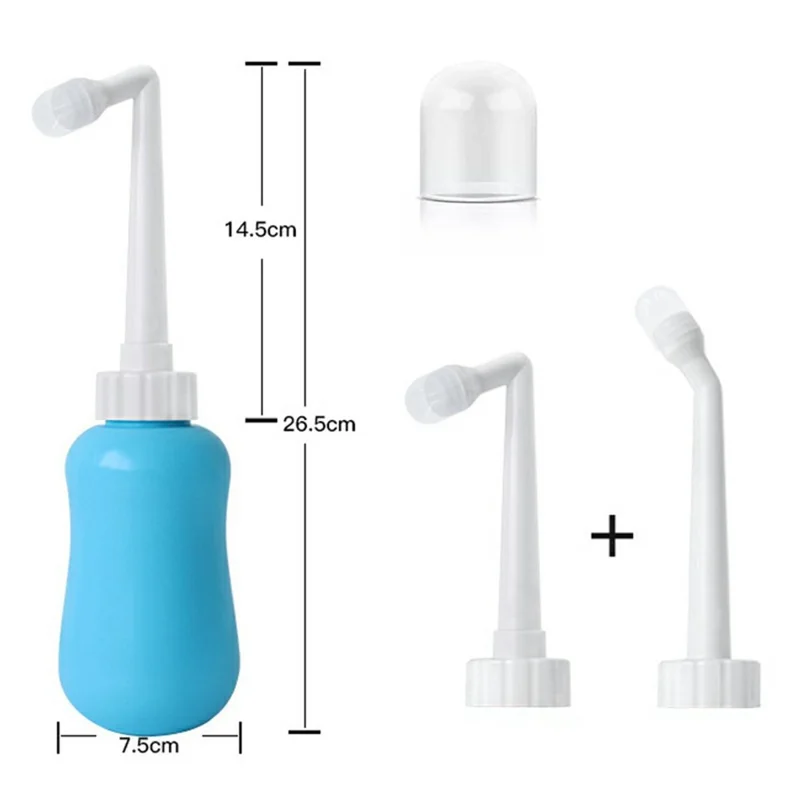 360ml Perineal-Waschflasche für postpartale Pflege Persönliche Hygiene Tragbarer Bidet-Sprayer mit geradem Aufsatz - Blau