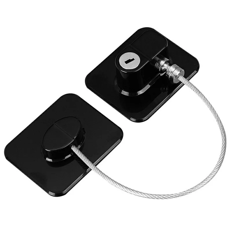 FQ3 Multifunction Child Safety Lock for Window Door Refrigerator Cabinet 3mm Steel Cable Lock - Black Square
