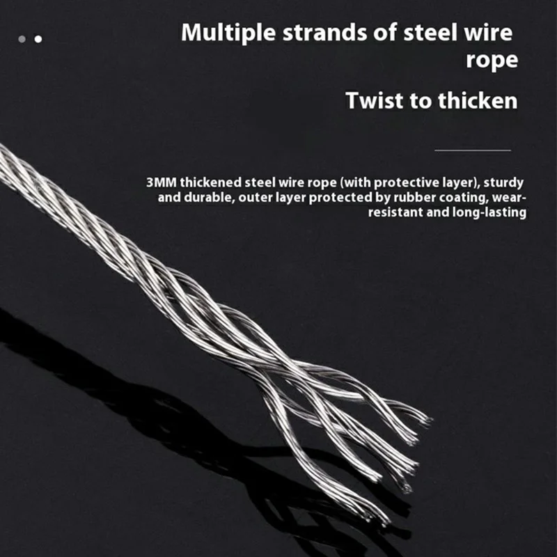 FQ3 Multifunction Child Safety Lock for Window Door Refrigerator Cabinet 3mm Steel Cable Lock - Black Oval