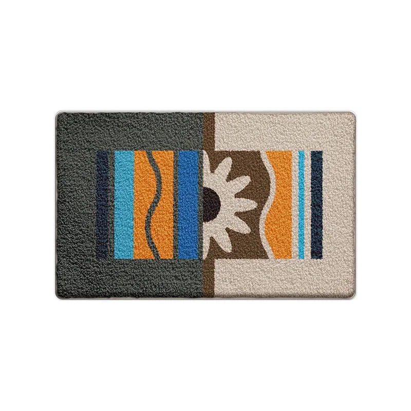 Tapis de bain 50 x 80 cm en microfibre absorbant et antidérapant, séchage rapide, pour la maison - Le Nil / Gris