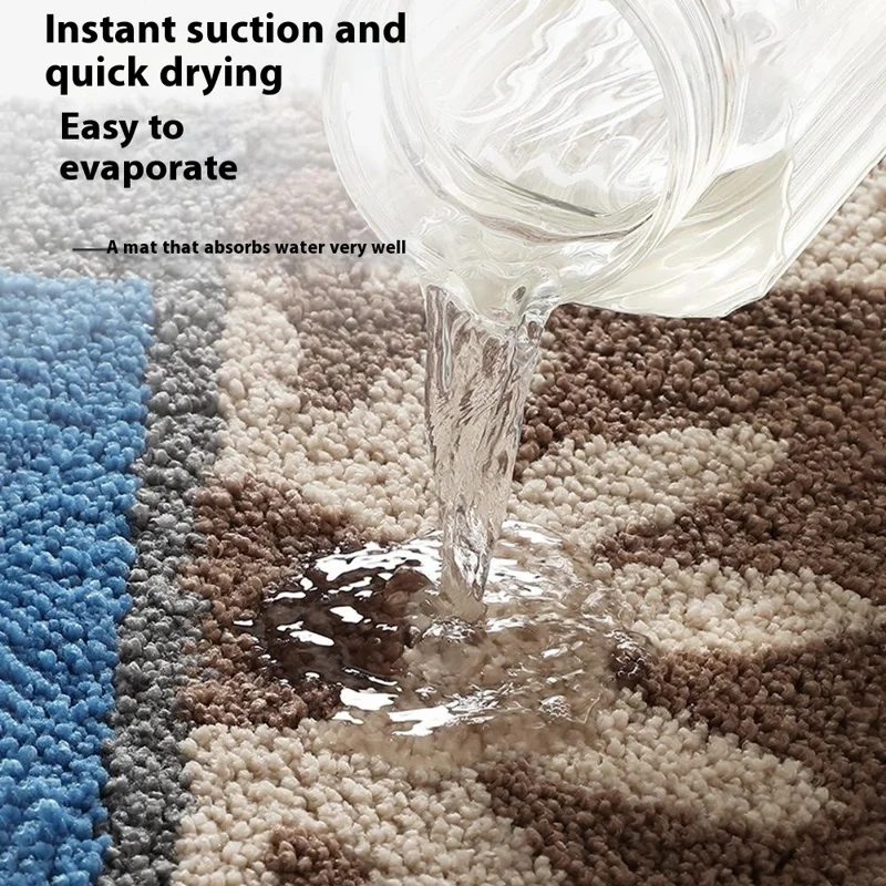 Tapis de bain 50 x 80 cm en microfibre absorbant et antidérapant, séchage rapide, pour la maison - Le Nil / Gris