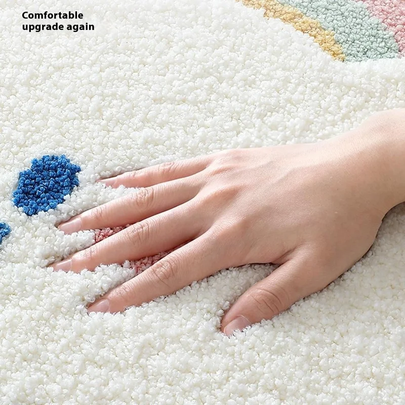 Alfombra de baño de 50 x 80 cm con diseño de nubes de dibujos animados, súper absorbente, de secado rápido y antideslizante para el hogar - Rosa