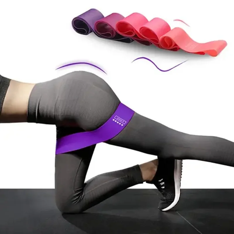 5Pcs Natural Latex Resistance Bands Women Squat Booty Yoga Fitness Equipment Strength Training Exercise Bands - with Pink Storage Bag