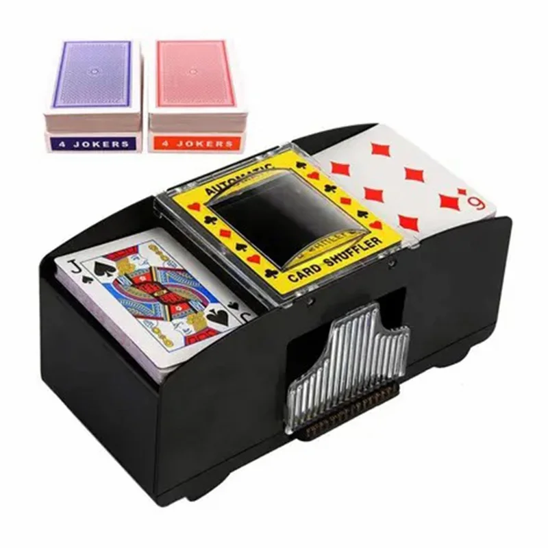 Automatischer Kartenmischer für 2 Kartendecks, batteriebetrieben, elektrische Poker-Mischmaschine
