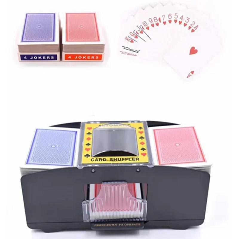 Automatischer Kartenmischer für 2 Kartendecks, batteriebetrieben, elektrische Poker-Mischmaschine