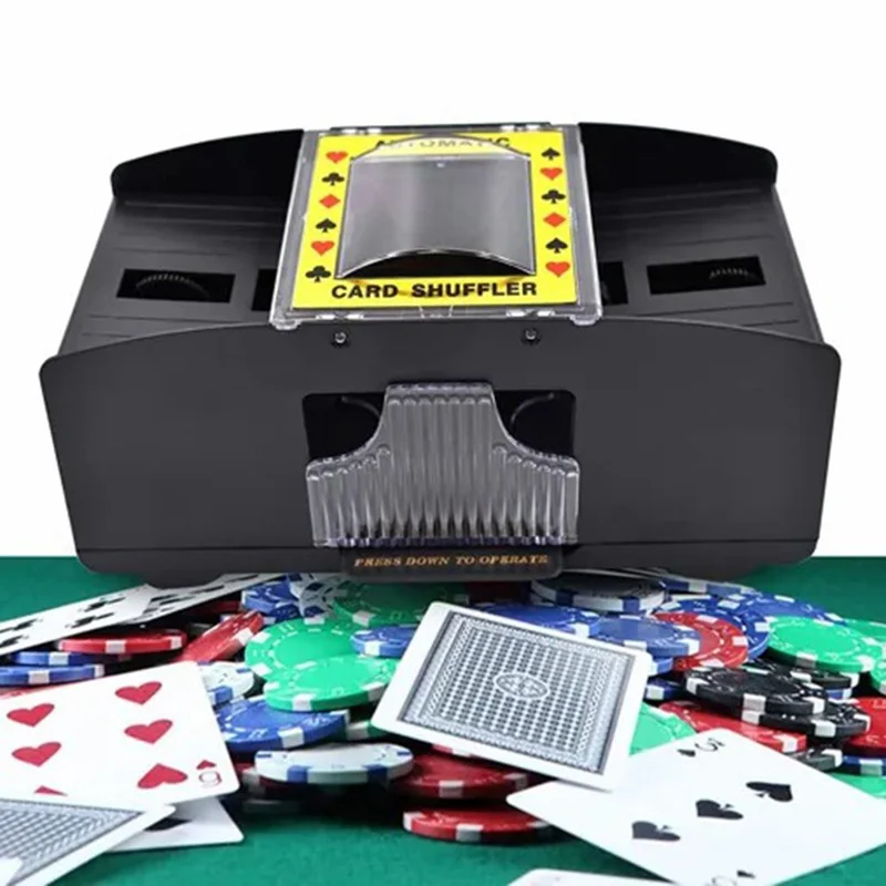 Automatischer Kartenmischer für 2 Kartendecks, batteriebetrieben, elektrische Poker-Mischmaschine