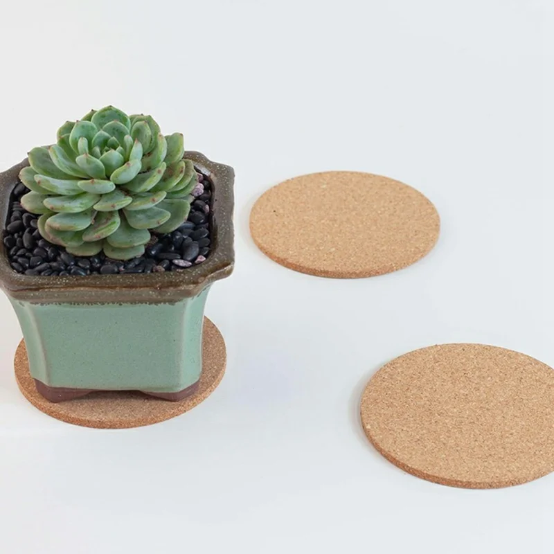 10 Peças de Porta-copos Redondos de Cortiça com Borda Natural, Tapetes para Bebidas, Base Antiderrapante e de Isolamento, Diâmetro de 90 MM, Espessura de 3 MM