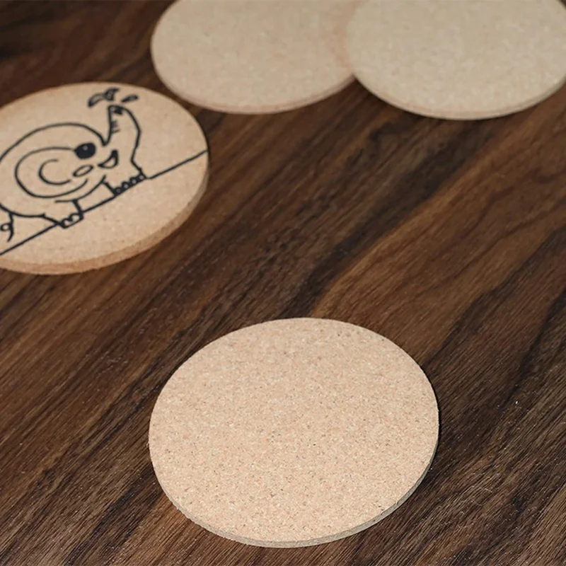 10 Peças de Porta-copos Redondos de Cortiça com Borda Natural, Tapetes para Bebidas, Base Antiderrapante e de Isolamento, Diâmetro de 90 MM, Espessura de 3 MM