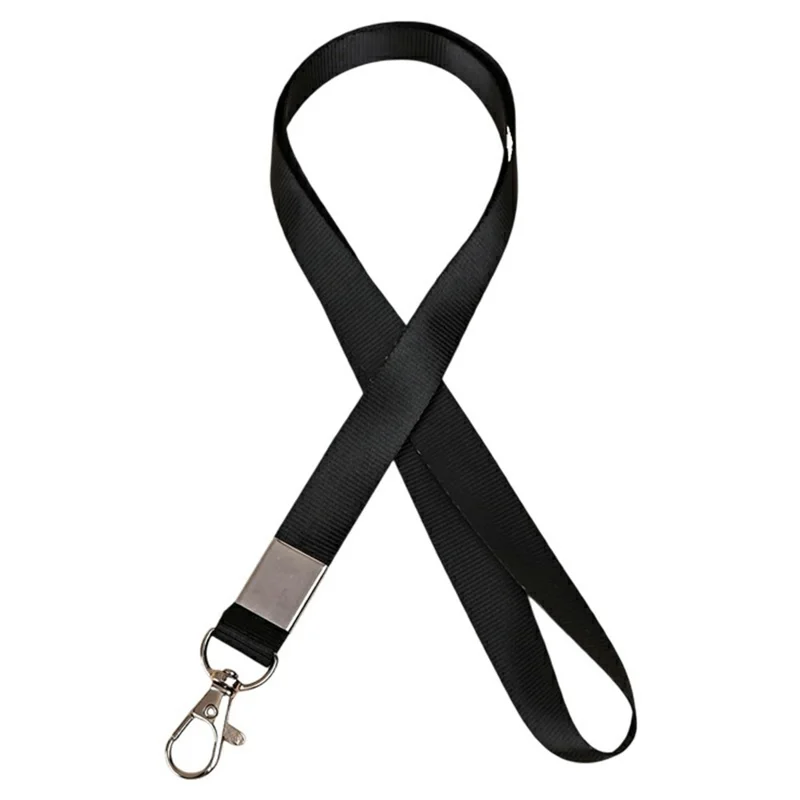 45cm Long Lanyard with Carabiner Polyester Neck Strap Hanging Rope for ID Badge Holder - Black