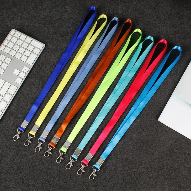 45cm Long Lanyard with Carabiner Polyester Neck Strap Hanging Rope for ID Badge Holder - Black