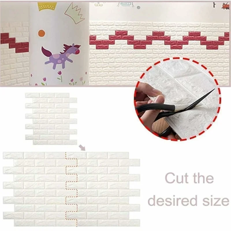3D Self-Adhesive Wall Stickers XPE Foam 35 x 38.5cm Small Size Decorative Gift Brick Pattern Wall Decals - Black