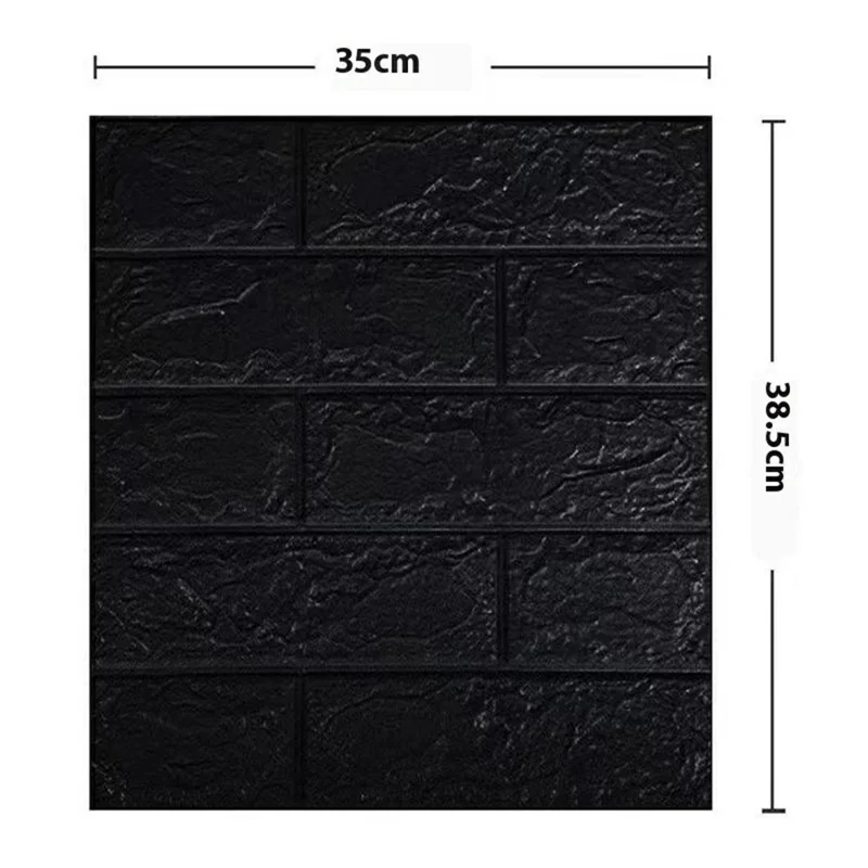 3D Self-Adhesive Wall Stickers XPE Foam 35 x 38.5cm Small Size Decorative Gift Brick Pattern Wall Decals - Black