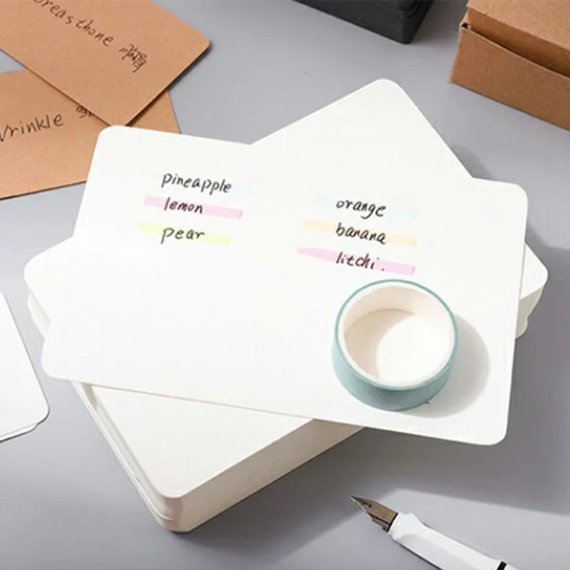 100 Stück Blanko Mini-Karten DIY Basteln Lesezeichen Wort Lernen Signatur Papierkarten, 9x5,4 cm