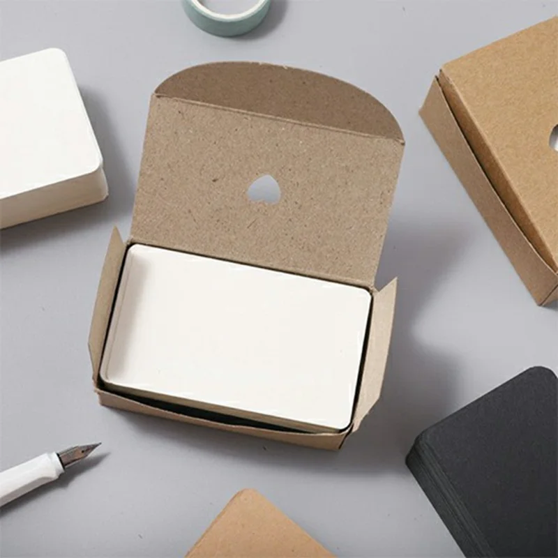 100 Stück Blanko Mini-Karten DIY Basteln Lesezeichen Wort Lernen Signatur Papierkarten, 9x5,4 cm