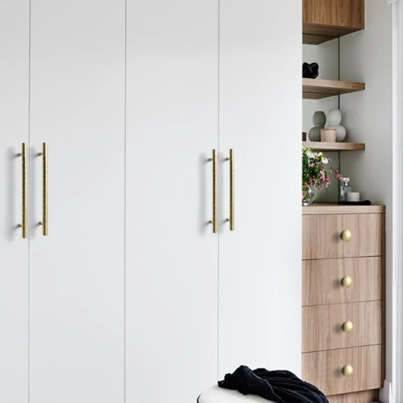 160mm Hole Spacing Hammered Texture Drawer Pull Cabinet Wardrobe European Style Brass Handle