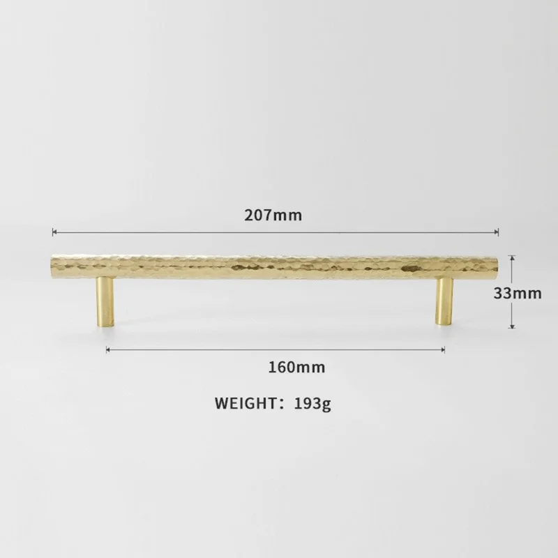 160mm Hole Spacing Hammered Texture Drawer Pull Cabinet Wardrobe European Style Brass Handle