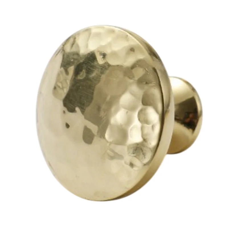 Hammered Texture Single Hole Brass Cabinet Handle European Style Drawer Wardrobe Door Pull Knob