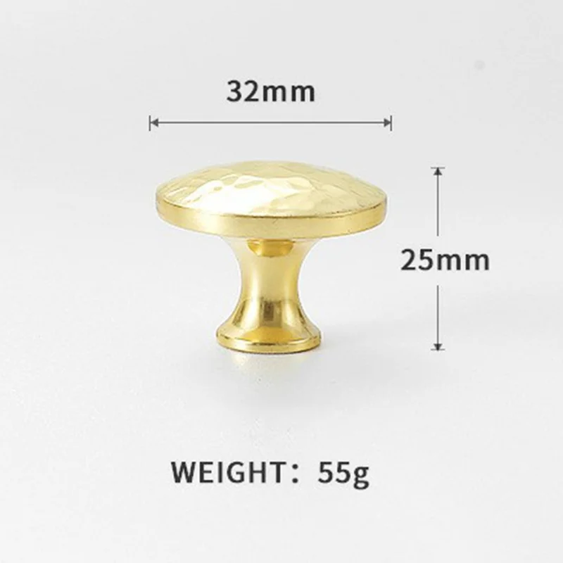 Hammered Texture Single Hole Brass Cabinet Handle European Style Drawer Wardrobe Door Pull Knob