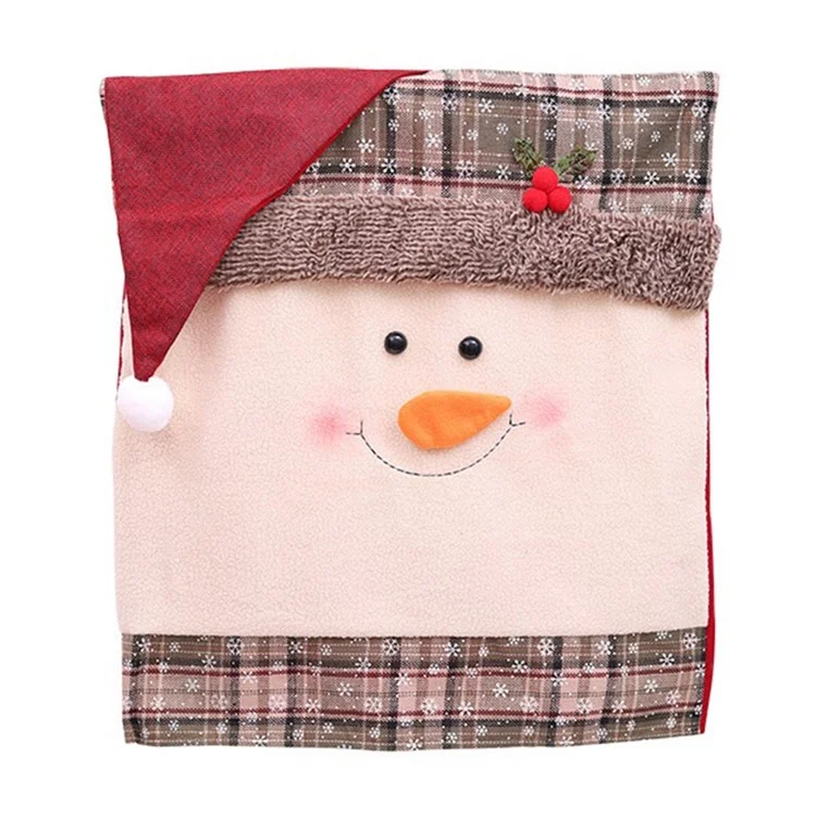 2pcs / Set Christs Soutr Cover Santa Claus Snowman Dinner Chair Back Decor Cover Pour le Restaurant de L'hôtel - Bonhomme de Neige