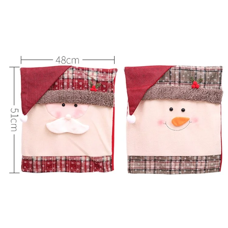 2pcs / Set Christs Soutr Cover Santa Claus Snowman Dinner Chair Back Decor Cover Pour le Restaurant de L'hôtel - Bonhomme de Neige