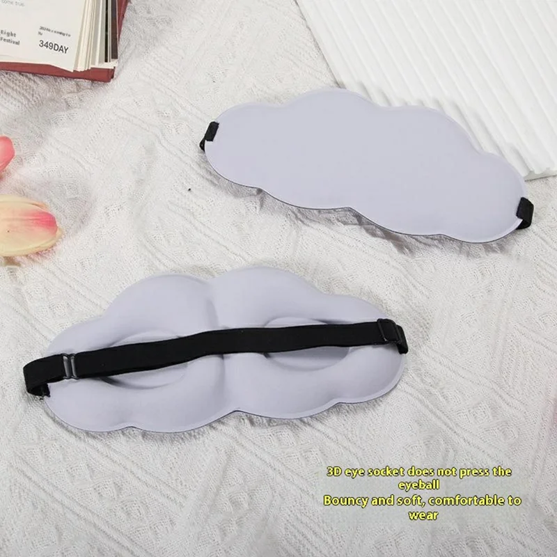 Máscara para Dormir en Forma de Nube 3D - Protección Ocular de Seda Hielo Transpirable, Bloqueo de Luz - Color Morado Taro