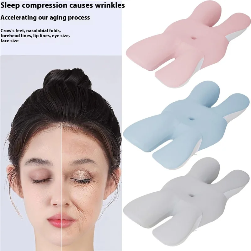 Almohada de Descanso Belleza con Espuma de Memoria - Soporte Cervical en Forma de Mariposa, Recuperación Lenta y Alivio de Presión Facial - Rosa