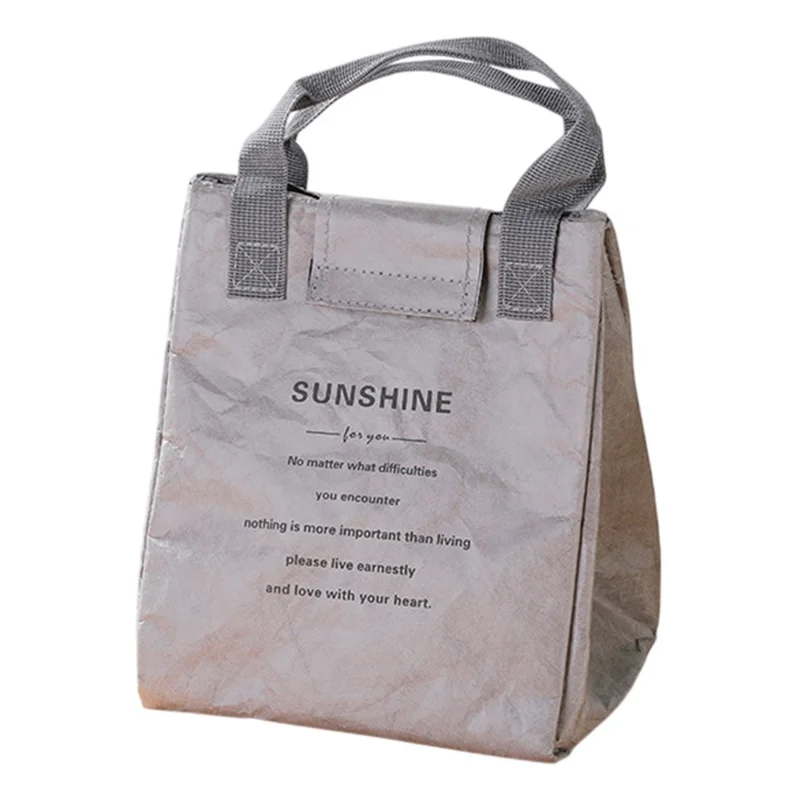 Large Capacity Insulated Lunch Bag Work School Thermal Food Container Carrier Tote Bag - Grey