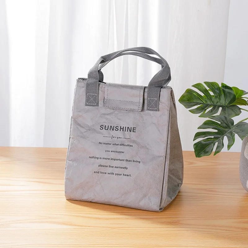 Large Capacity Insulated Lunch Bag Work School Thermal Food Container Carrier Tote Bag - Grey