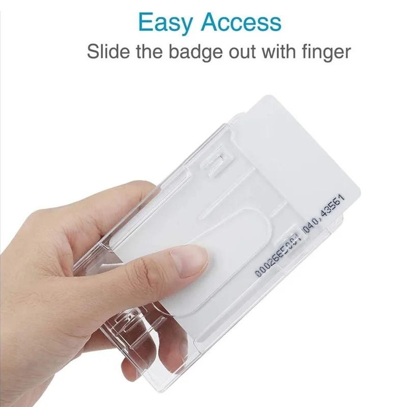 Retractable ID Badge Holder Zinc Alloy Buckle Dual Card Slots PC Card Case for Students Office Workers - Vertical
