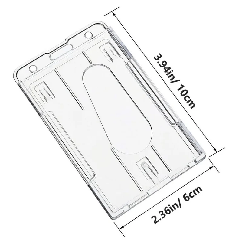 Retractable ID Badge Holder Zinc Alloy Buckle Dual Card Slots PC Card Case for Students Office Workers - Vertical