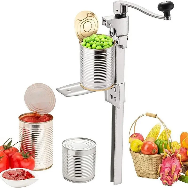 Abridor de Latas Manual com Cabo Longo e Grampo de Mesa para Uso Comercial em Restaurantes e Hotéis