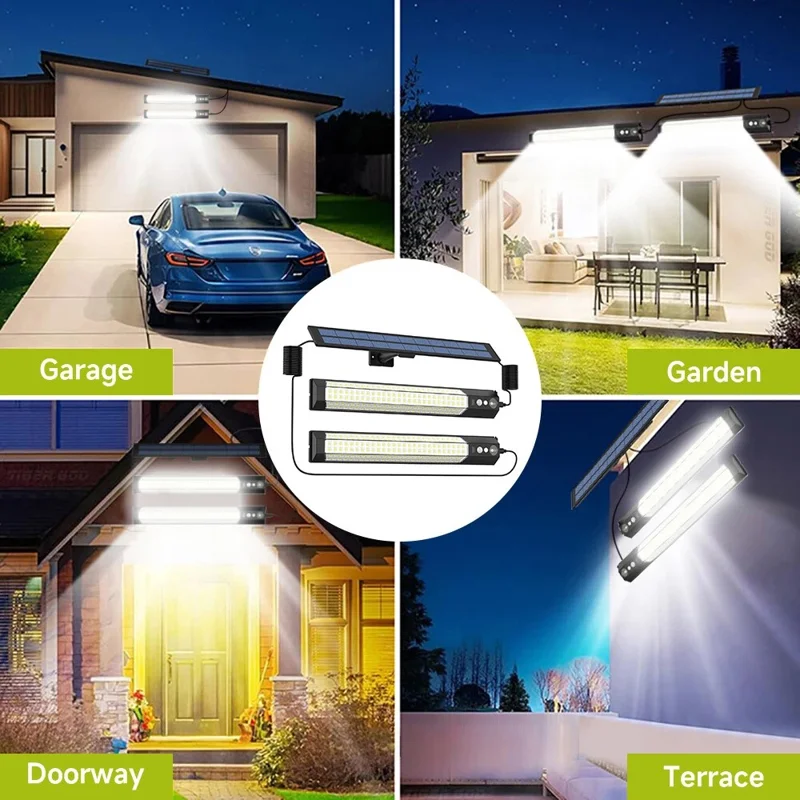 2 Peças Luminária de Parede Externa com Painel Solar IP65 à Prova d'Água com Sensor de Movimento para Jardim, Paisagem e Quintal