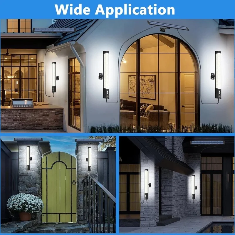 2 Peças Luminária de Parede Externa com Painel Solar IP65 à Prova d'Água com Sensor de Movimento para Jardim, Paisagem e Quintal