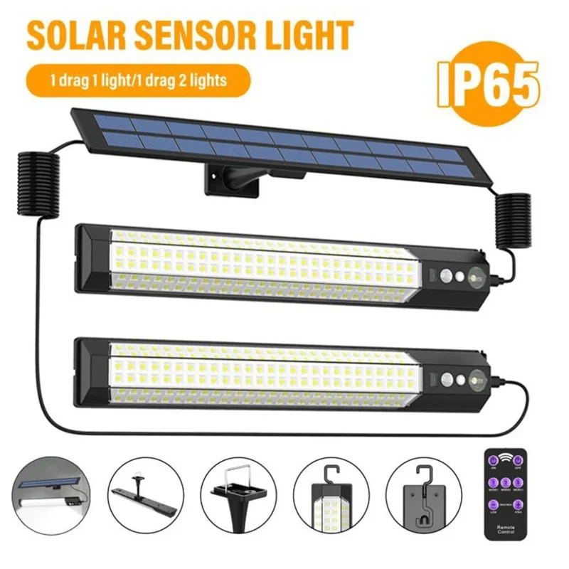 2 Peças Luminária de Parede Externa com Painel Solar IP65 à Prova d'Água com Sensor de Movimento para Jardim, Paisagem e Quintal