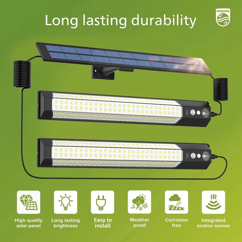 2 Peças Luminária de Parede Externa com Painel Solar IP65 à Prova d'Água com Sensor de Movimento para Jardim, Paisagem e Quintal