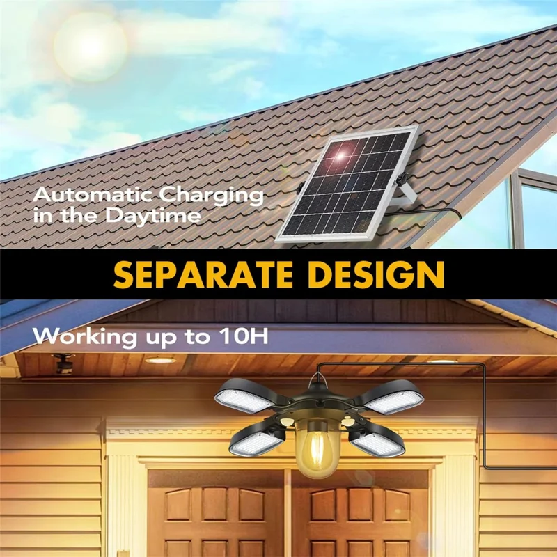 192 LED Solar Powered Light IP65 Waterproof 4 Blades 1200LM Dimmable Motion Sensor Garden Lamp
