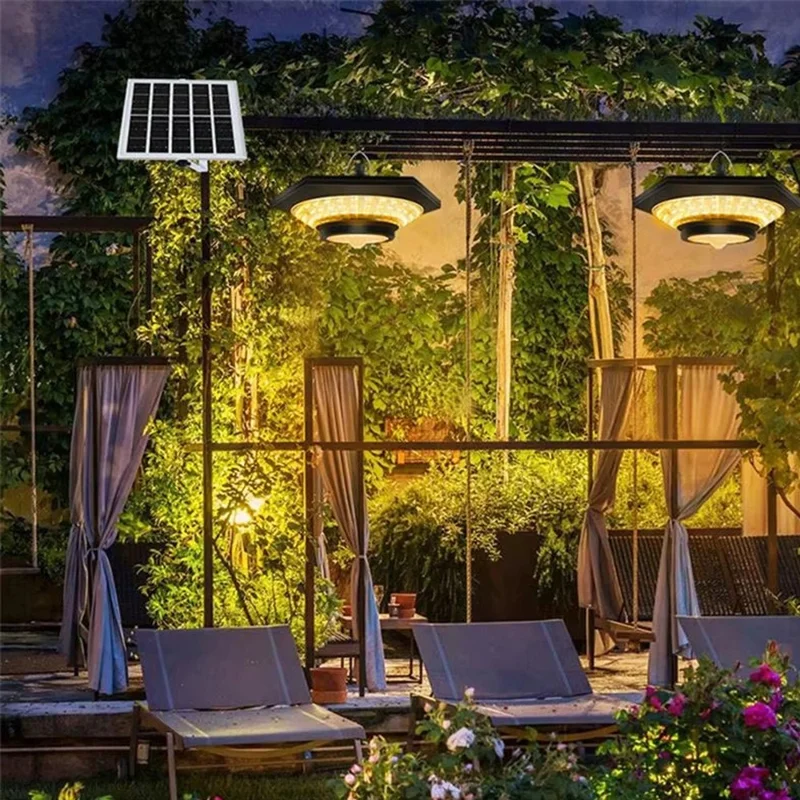 228 LED Solar Powered Motion Sensor Light IP65 Waterproof Remote Control Pendant Lamp for Garage