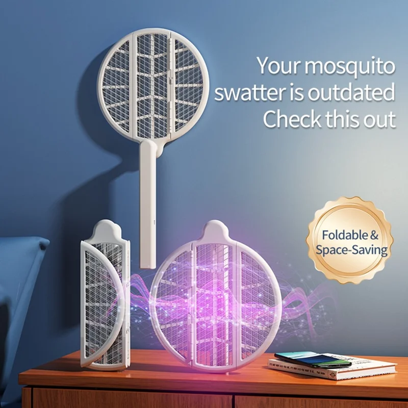 LTZ01 Tapette Anti-Moustiques Électrique Pliable avec Lumière UV LED Rechargeable pour Camping Extérieur
