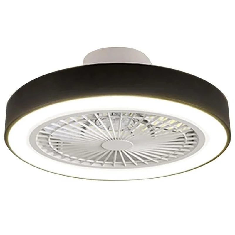 Moderne LED-Deckenleuchte für Wohn- und Esszimmer mit 3 Geschwindigkeitsstufen, ultradünner Ventilator mit Fernbedienung - Schwarz