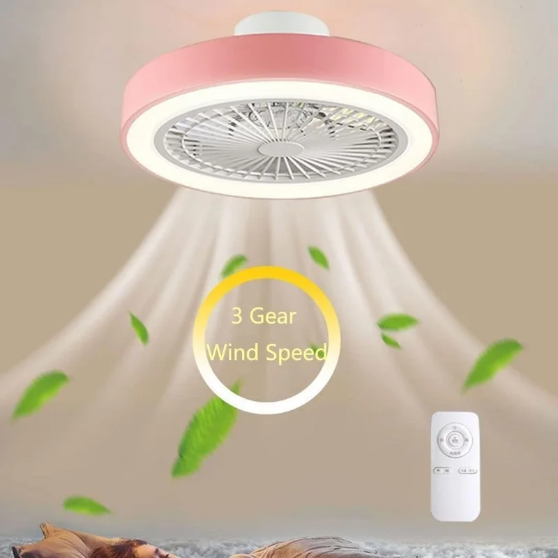 Moderne LED-Deckenleuchte für Wohn- und Esszimmer mit 3 Geschwindigkeitsstufen, ultradünner Ventilator mit Fernbedienung - Schwarz