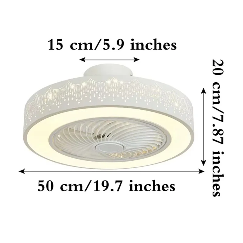220V White Wood Ceiling Fan Light Stepless Dimming Modern LED Lamp for Bedroom Kids Room, Remote + APP Control