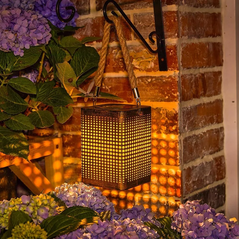 2 Peças de Lanternas Solares Externas com Arte em Ferro Oco Luzes Decorativas para Jardim e Pátio Pendentes