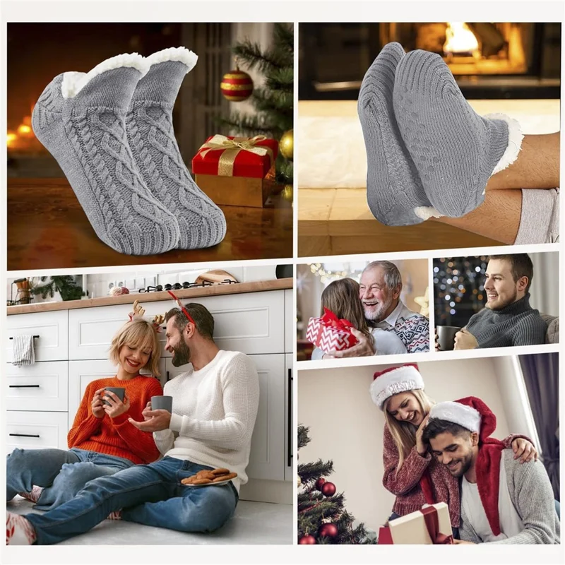 USB Heated Socks Soft Fleece Winter Warm Floor Slippers Solid Color Electric Heating Footwear - Grey